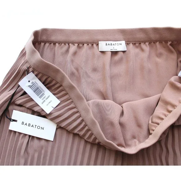 Babaton Jude Skirt / Large / Nutmeg High Waist Pleated Midi Skirt Aritzia - Picture 5 of 6